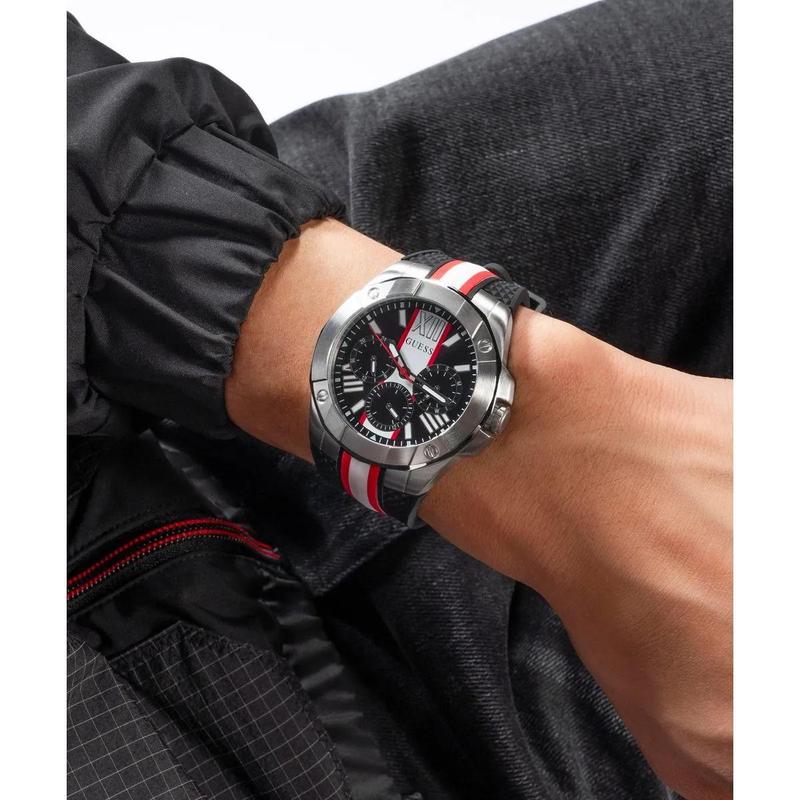 GUESS男表石英指针黑盘白圈时尚简约商务腕表高清大图