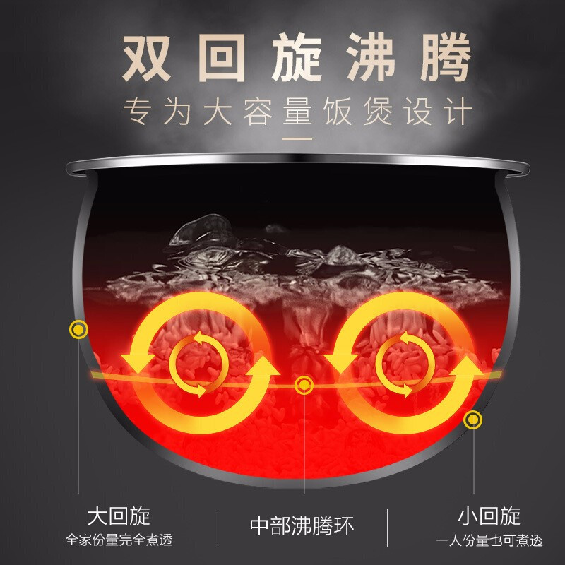 九阳(Joyoung) 电饭煲F-40T7 铁釜内胆 4L IH电磁加热 智能预约煮饭煲仔饭 触摸式智能控制 家用电饭锅