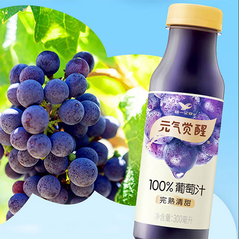 统一 元气觉醒100%葡萄汁 300ml*12瓶 箱高清大图