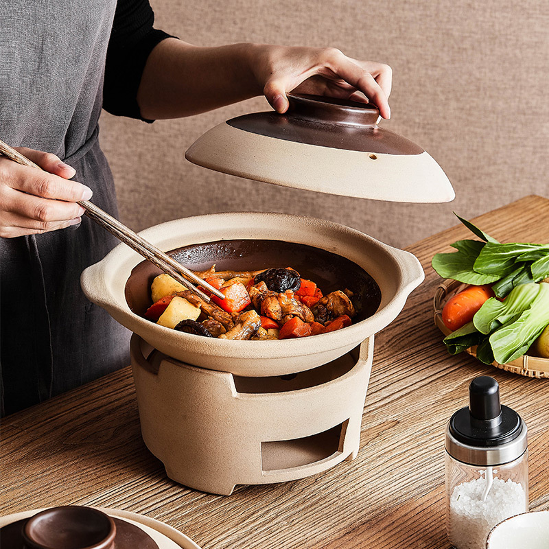 粗砂锅老式陶土沙锅煤气烘焙精灵专用陶瓷炖肉锅煲仔饭锅煲汤锅小号 深砂锅500ml[一人份]