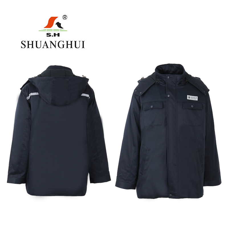 双惠男女款冬季标志工作服上衣SHW-24-1,填充90白鸭绒,黑色155-195高清大图