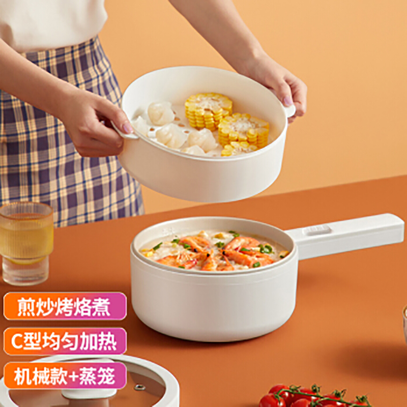 秋帝多功能电热锅办公室,宿舍,家用煮煎炒炸一锅多用双档位调节 ABS塑料机身+陶瓷釉不粘锅内胆QD-DJ56高清大图