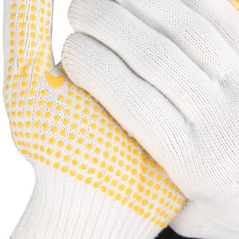 翌嘉YJ5121704点塑手套劳保手套防滑耐磨点胶手套 850g黄点塑(12双)高清大图