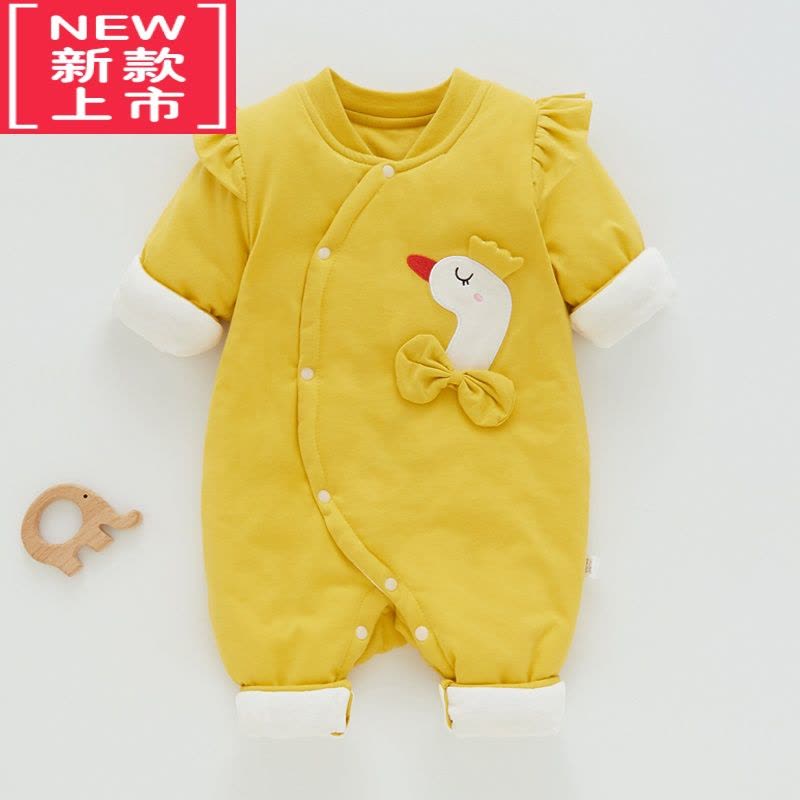 可莉允婴儿连体衣服秋装宝宝薄夹棉哈衣冬季新生儿保暖薄棉衣棉服图片