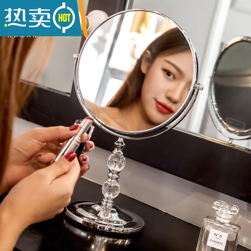 敬平kaman网红化妆镜台式大号公主镜双面高清桌面欧式美容镜子梳妆镜便携式用镜 B款6英寸高清大图