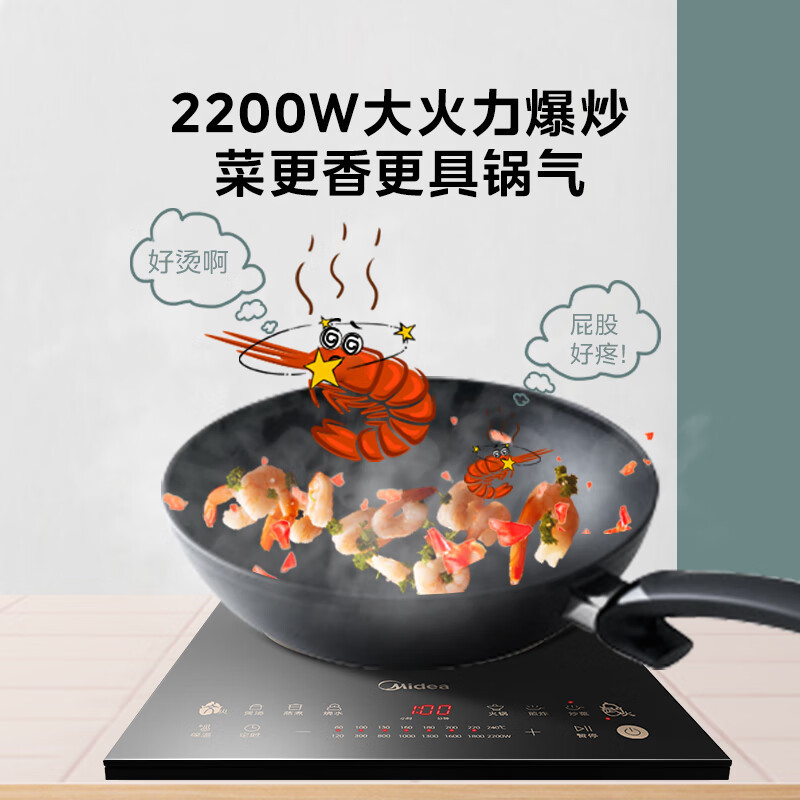美的(Midea) 嵌入式电磁炉家用2200W大火力黑晶面板4D防水加大线圈电火锅炉 台嵌两用DZ22S02高清大图