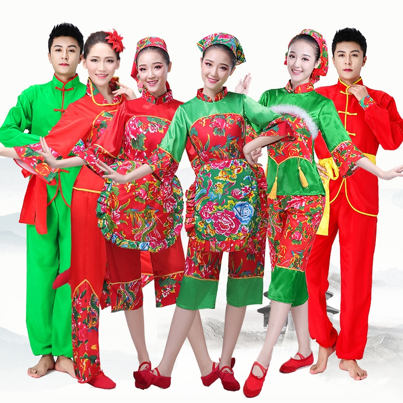闪电客秧歌服女新款套装中老年广场舞2022年成人喜庆舞蹈服男腰鼓演出