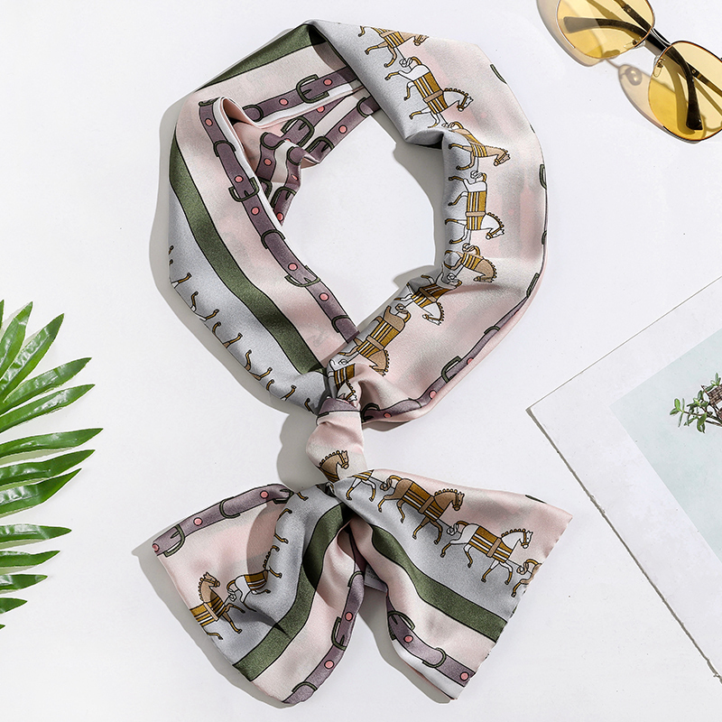 盛世尼曼韩版小长条细窄纱巾女士百搭薄款围巾秋冬季丝巾韩国领巾方巾