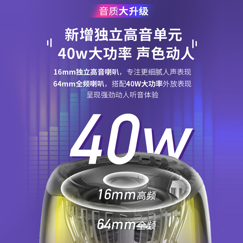 JBL PULSE5 音乐脉动五代 便携式蓝牙音箱 全面屏炫彩小音箱 低音炮 桌面音响 防水防尘 独立高音单元