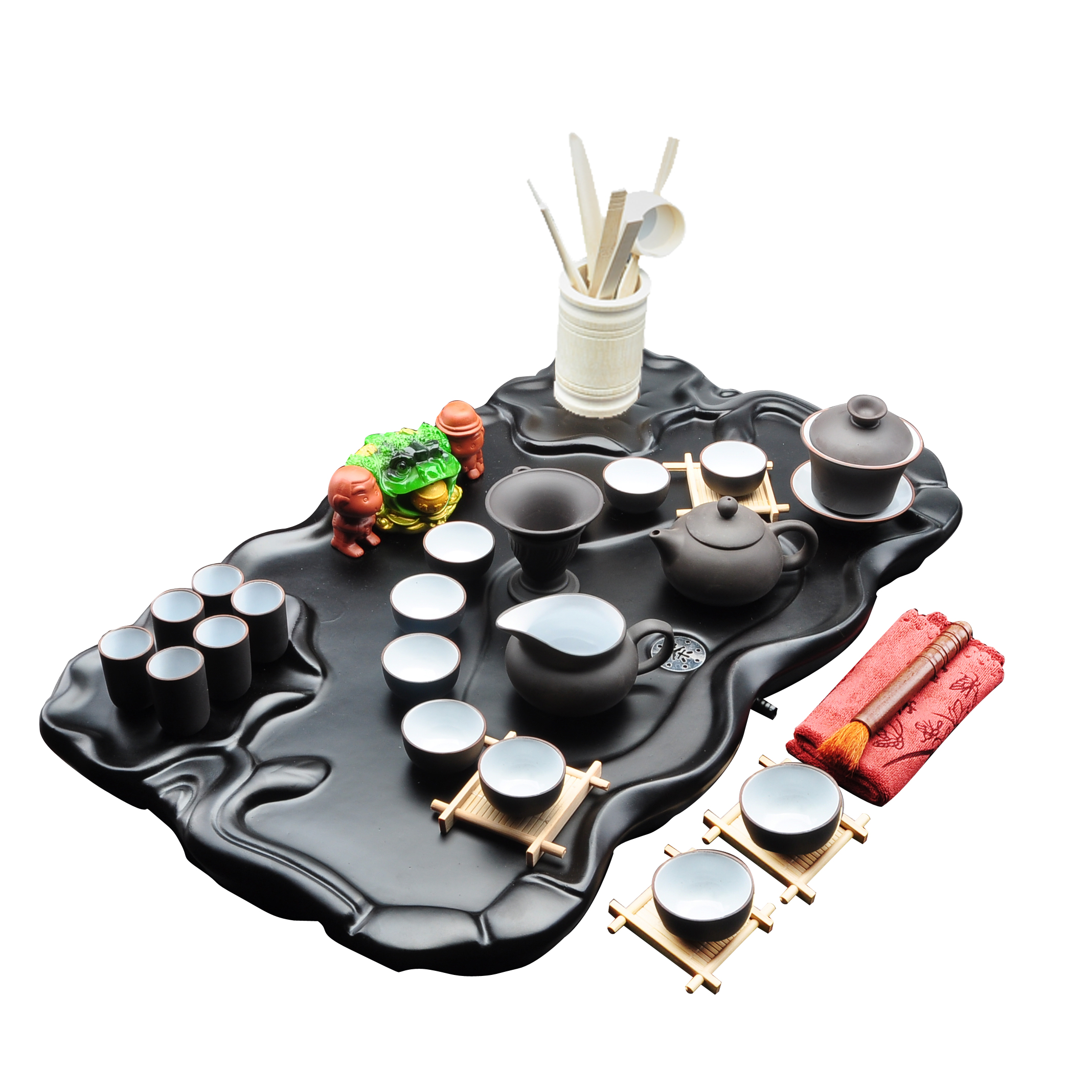 yun han 韵涵茶具整套茶具 功夫茶具套装茶具套装 紫砂功夫茶具 双莲