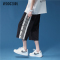 WOOG2005夏季薄款男士休闲裤潮流运动七分裤短裤宽松直筒排扣裤子