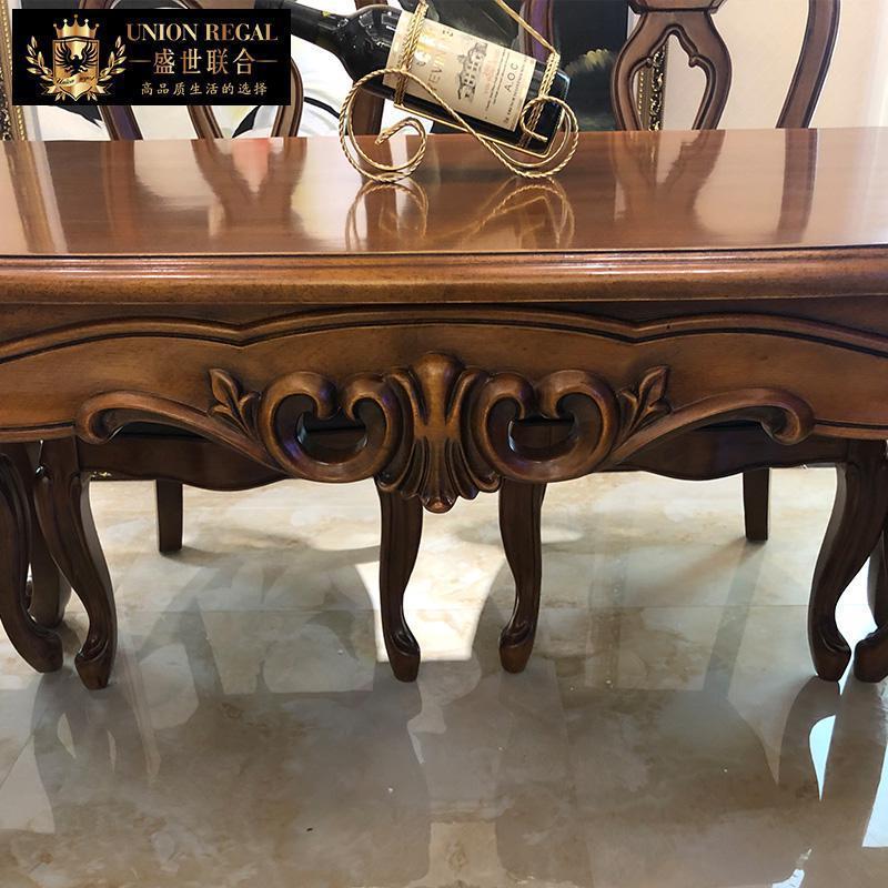 森美人美式大理石餐桌椅组合欧式长方形实木吃饭桌台家用简约风格餐厅 【新品】全实木1桌4椅#703