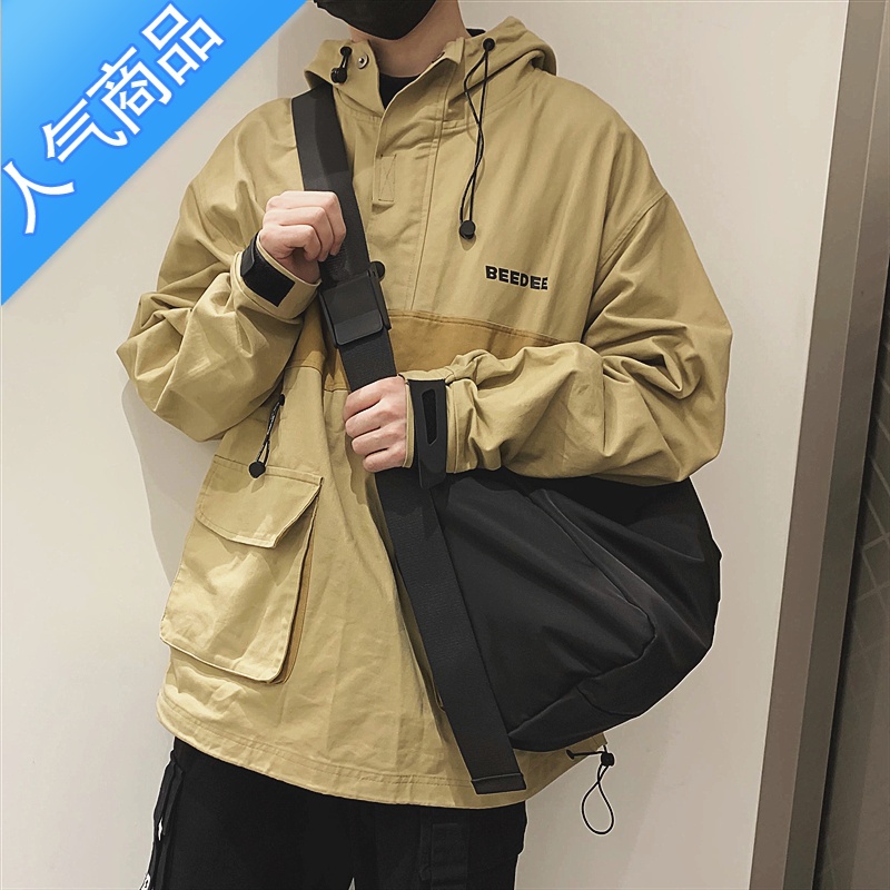FENGHOU单肩包男大容量斜挎包潮旅行包运动健身学生背包日系潮牌工装包旅行包男女高清大图