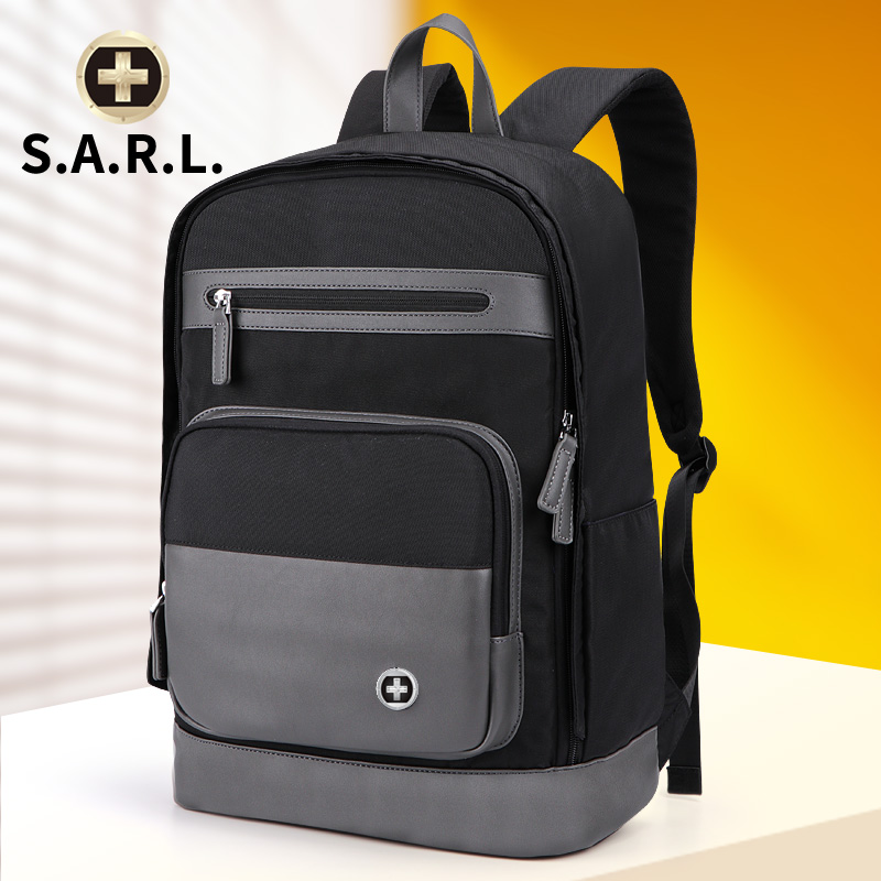 S.A.R.L瑞士双肩包男女通用旅行包 双肩电脑包 双肩背包尼龙书包 黑色高清大图