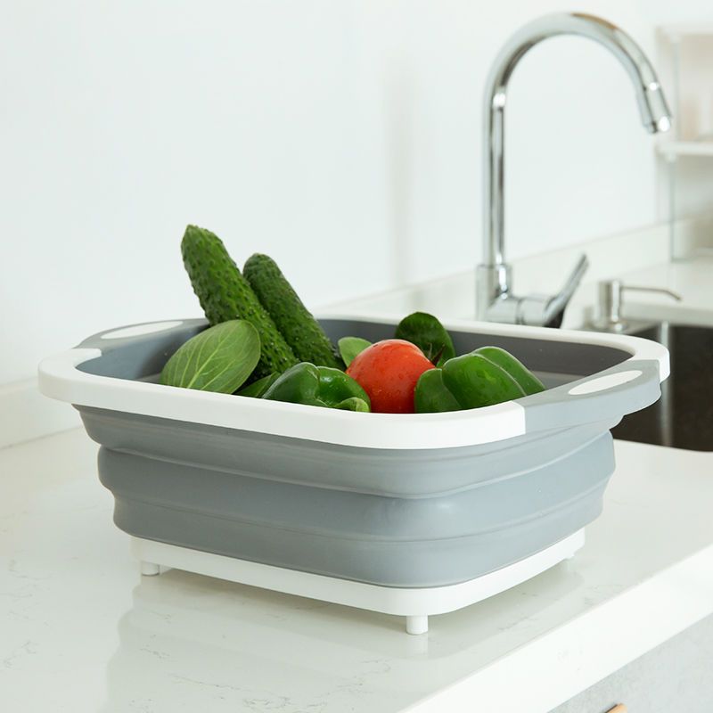 能可折叠洗菜盆沥水篮砧板菜板厨房家用能伸缩水果洗菜篮
