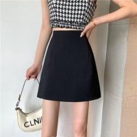 黑色高腰防走光半身裙女2021夏季薄款新款大码a字短裙西装包裙 黑色 雪纺短裙 2XL 适合128-138