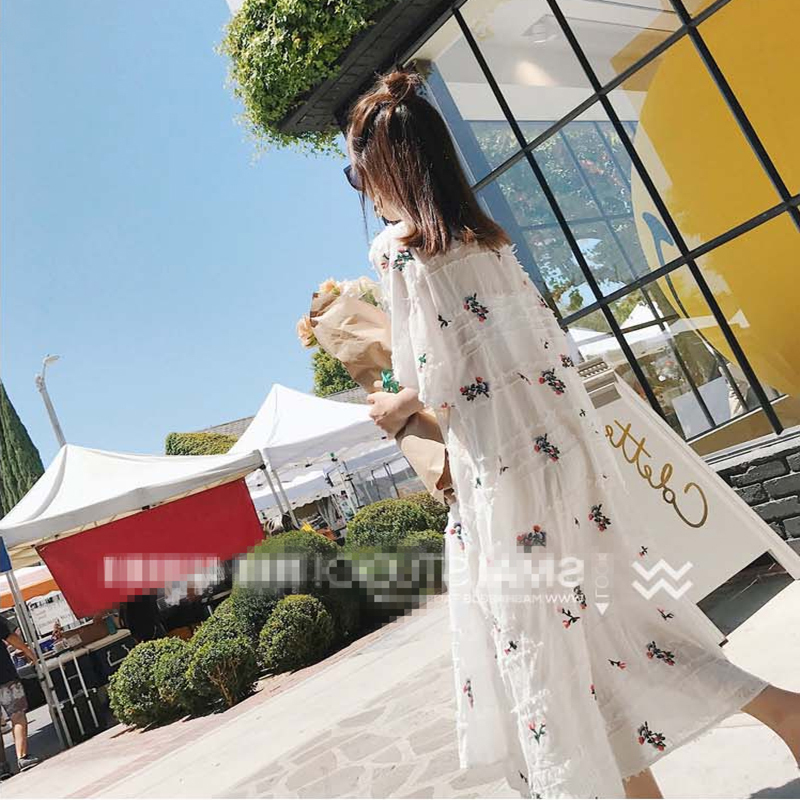 艳如飞新款胖mm三亚海边度假宽松显瘦两件套沙滩裙春夏棉麻大码连衣裙女大码女装