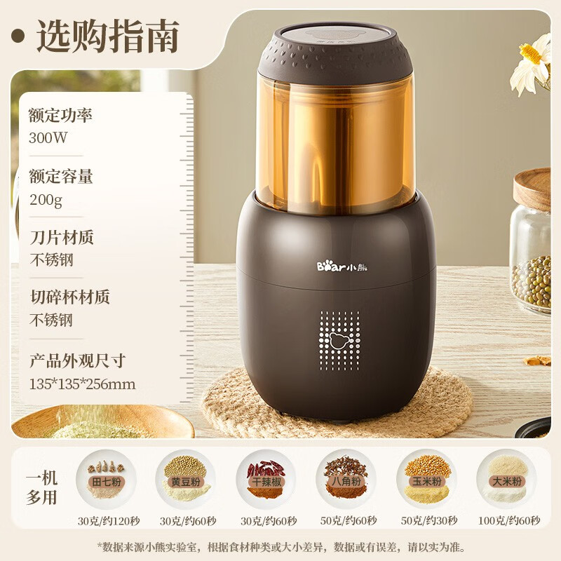 小熊(Bear)家用磨粉机 中药打粉机粉碎机电动咖啡磨豆机 FSJ-A03D1(单位:台)高清大图