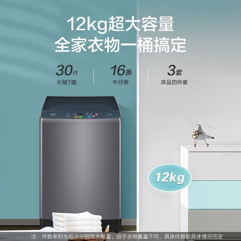海尔(Haier)波轮洗衣机12公斤大容量 全自动家用 二级能效洗脱一体超净洗 智能预约 TQB120-Z960高清大图