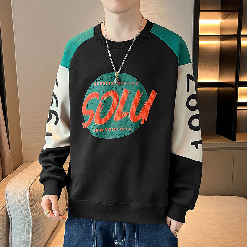 南极人卫衣男士拼接春秋季潮牌宽松圆领上衣服秋冬款男装长袖外套