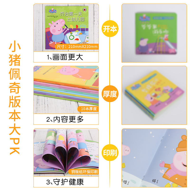 [入园准备]乔治第一天上幼儿园 [正版]Peppa Pig 小猪佩奇绘本粉红猪小妹全10册1-3岁孩子早教书籍中英文双语