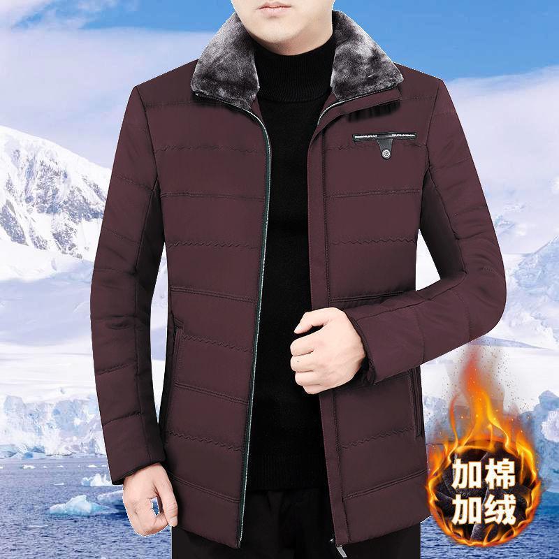 冬季新款中老年棉衣加绒加厚保暖男士棉服爸爸装棉袄秋冬装外套莎丞