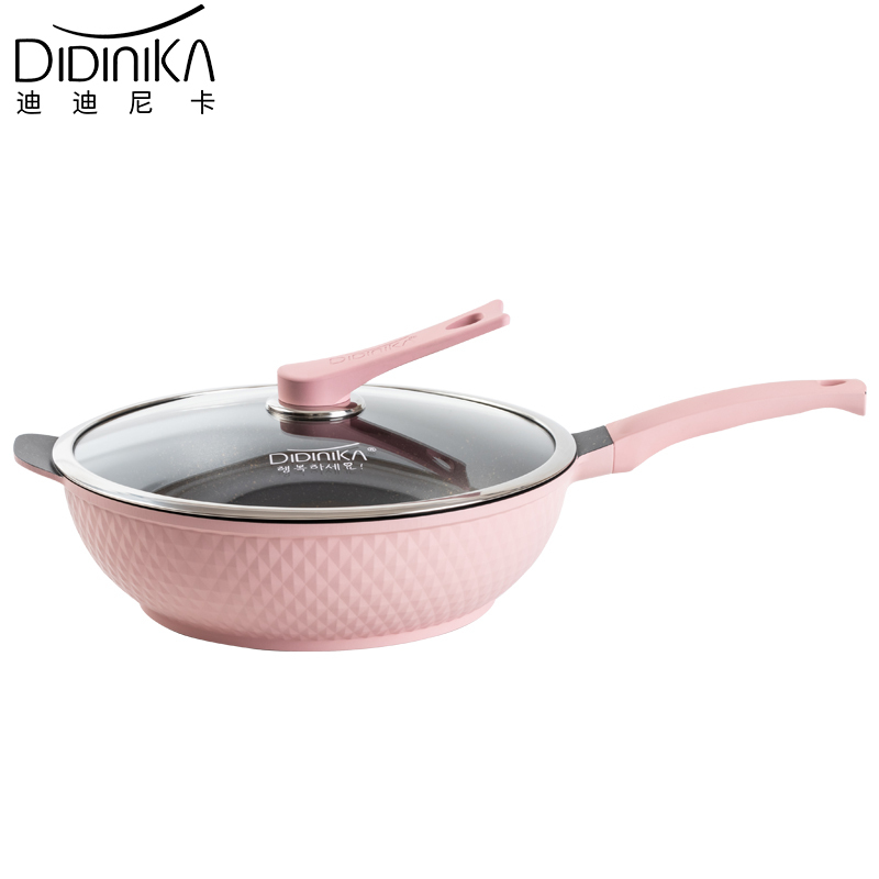 迪迪尼卡（Didinika）炒锅32cm钻石系列麦饭石无油烟不粘炒菜锅可立盖燃气电磁炉通用