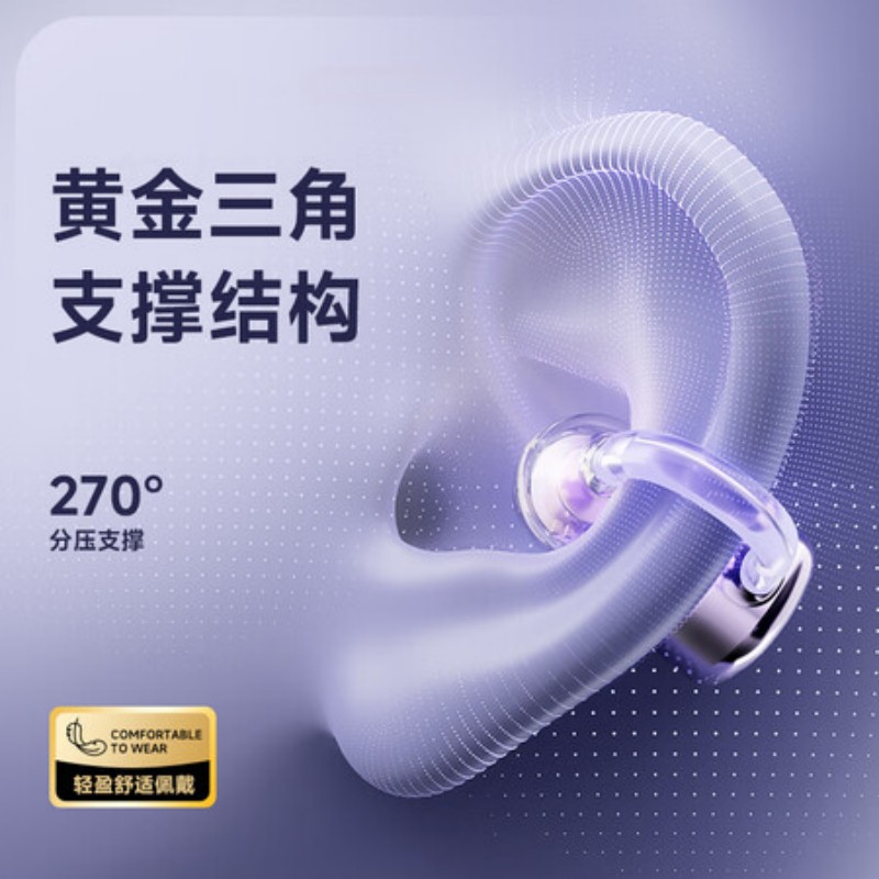 爱国者 真无线开放式运动骑行跑步耳机 耳夹式骨传导蓝牙耳机 紫色 TQ19高清大图