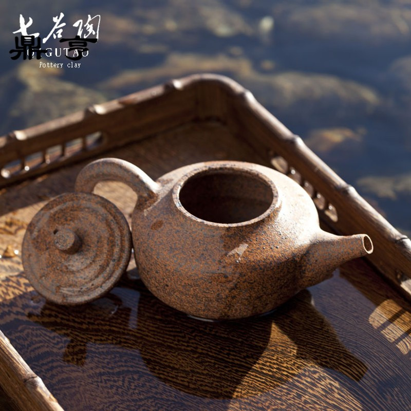 鼎亨原矿粗陶功夫壶老岩泥泡茶壶纯手工柴烧台湾带把手过滤