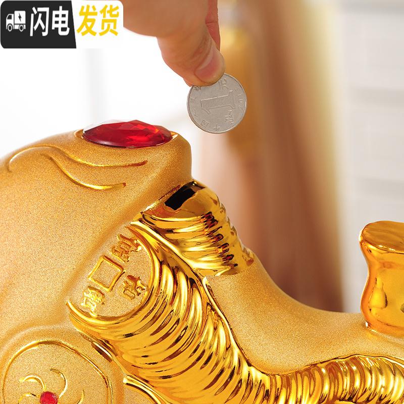 三维工匠金牛陶瓷存钱罐十二生肖牛储钱罐大号超大成人创意个性储蓄罐摆件 大号牛气冲天金牛(送红垫)高清大图