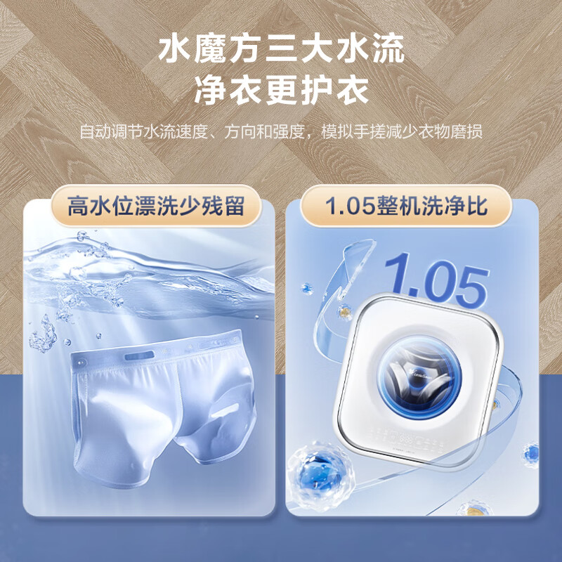 [小海绵2.0]小天鹅3KG内衣洗衣机全自动家用 婴儿洗衣机小型壁挂洗衣机 烘干洗烘一体 超微净泡水魔方TD30M80W高清大图