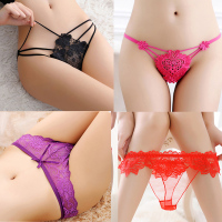 [4条装]露黛茜2021春夏情趣内衣蕾丝内裤缕空透明性感女式情趣内裤诱惑低腰开档免脱T裤网纱丁字裤骚透视成人夫妻调情睡衣