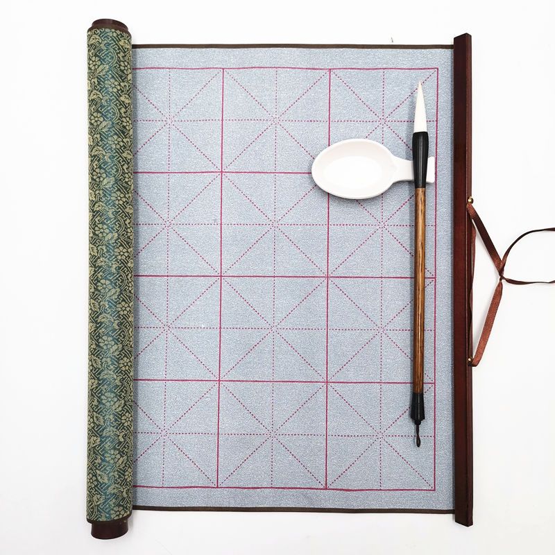 初学者书法练习成人儿童小学生毛笔字帖套装|锦缎水写布(银色)无赠品