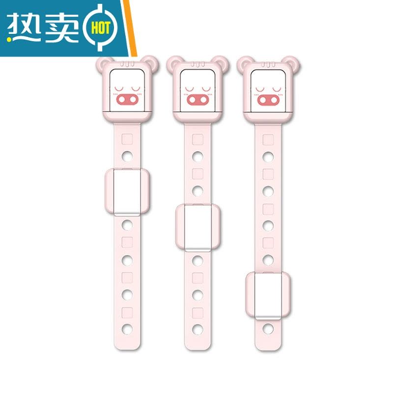 显彩防婴儿开抽屉锁扣家用推拉门安全锁衣橱对开柜门马桶盖固定贴卡扣 4只粉粉小猪房门安全扣图片