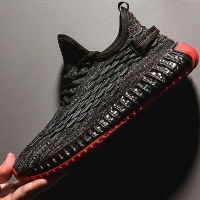 南极人正品新款飞织男鞋运动鞋2020春秋季男士鞋子软底防滑跑步鞋 YL-2(黑色) 43