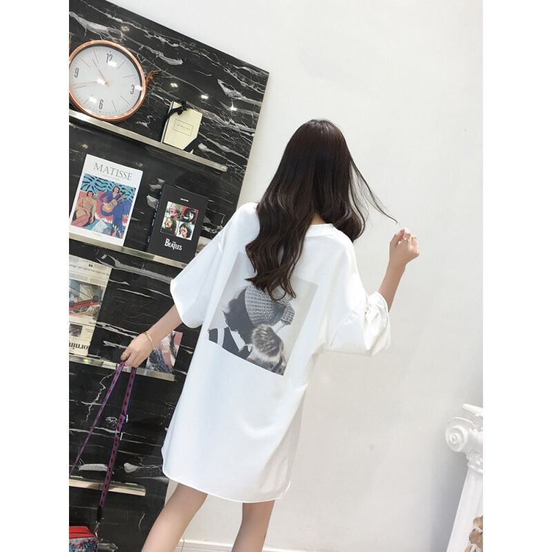 中长款宽松v领薄款卫衣女2018夏装新款学生休闲中袖T恤春秋装上衣橙色均码