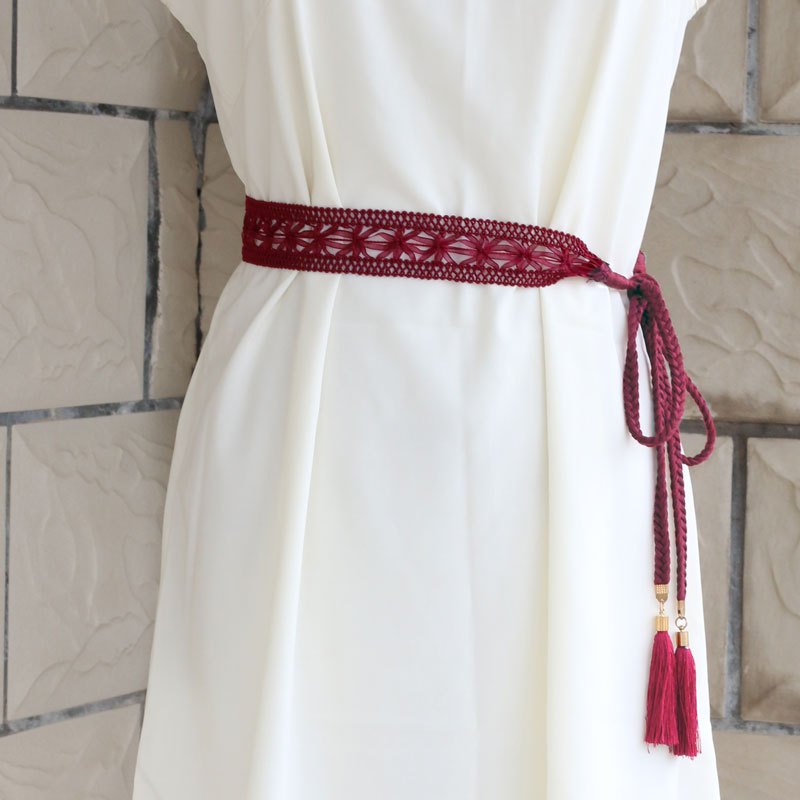 汉服装饰腰带民族风女士夏蕾丝绳子配裙子连衣裙古风蓝色裙带夏季黑色