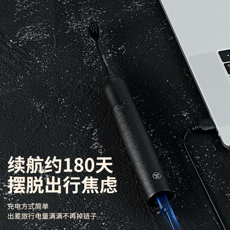 西屋(Westinghouse) 成人声波电动牙刷软毛女士情侣牙刷 WT-301K星空黑(单位:个)高清大图