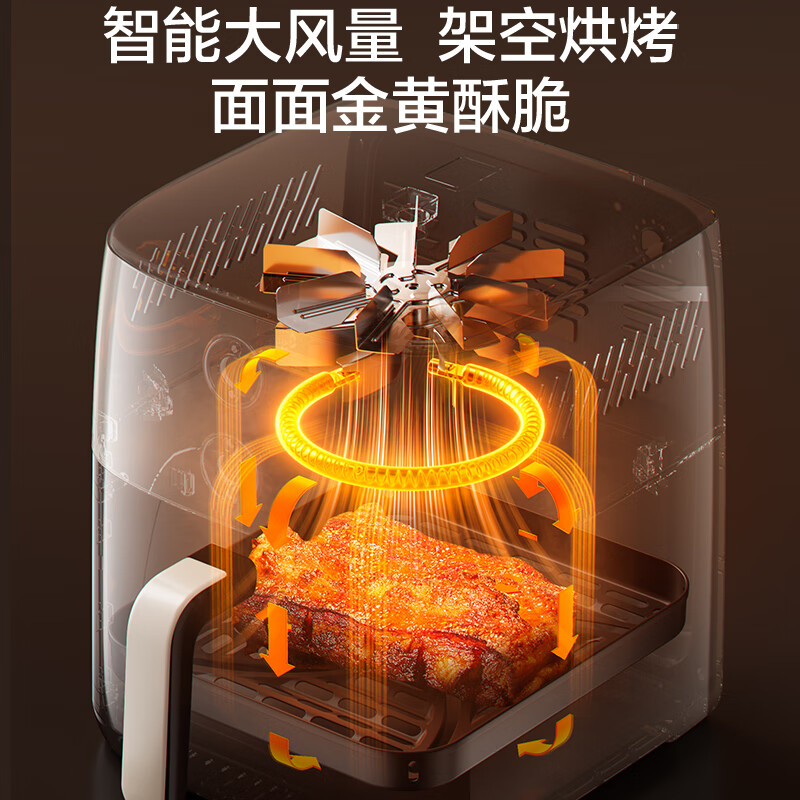 苏泊尔(SUPOR)空气炸锅远红外穿透加热可视家用6L大容量不用翻面薯条机蒸汽嫩炸多功能电炸锅 6L高清大图