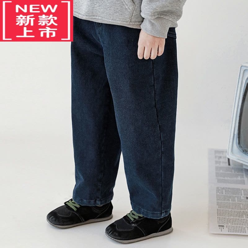 可莉允男童加厚复合一体绒牛仔裤2022年冬季中大童保暖舒适裤子保暖裤图片