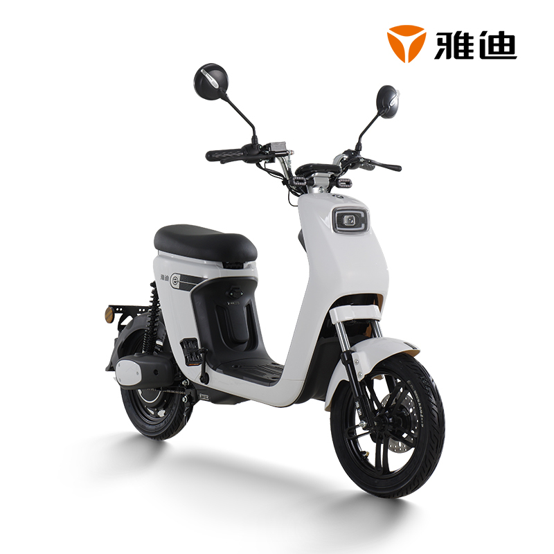 雅迪电动车新款欧致48V24ah锂电电瓶车踏板代步电动自自行车 男女通用 雪珠白