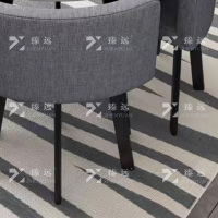臻远 ZY4100948 简约接待桌椅洽谈桌椅 一桌四椅 白色圆桌灰色布椅
