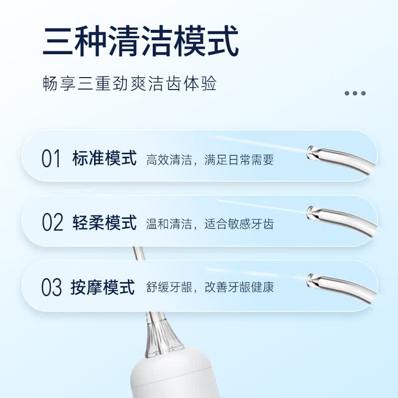 澳得迈便携冲牙器水牙线洗牙器 家用手持式洁牙机 WT-312 Pro 白色 3支喷头高清大图