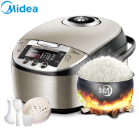美的 (Midea) 电饭煲家用一键柴火饭 拉丝不锈钢 底盘加热 球釜合金内胆 4升 WFS4057
