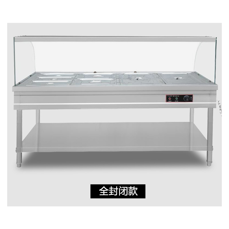 加热保温售饭台商用快餐车玻璃罩多功能食堂保温打 菜台切热快餐车 6格保温打菜台