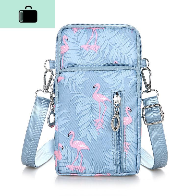 新款单肩手机包女挂脖放大屏手机零钱包休闲迷你竖款斜挎小包包NEW LAKE 012新加大版浅蓝火烈鸟
