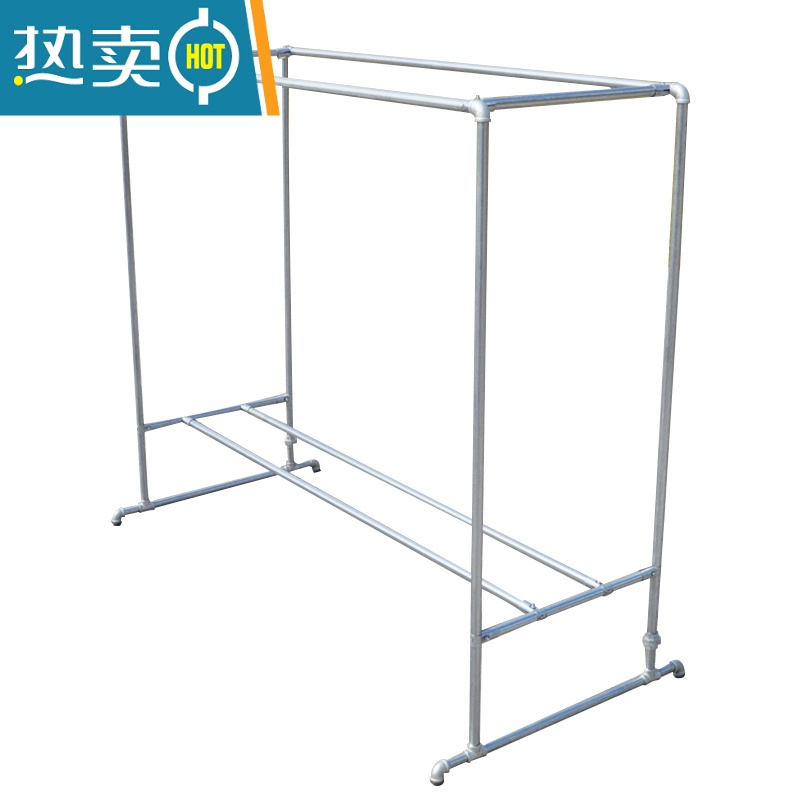 敬平镀锌钢管晾衣架简易落地户外室外双杆水管晒被家用阳台挂衣凉衣架 带轮子长1.8高1.6宽0.6 +送40个防风钩. 大高清大图