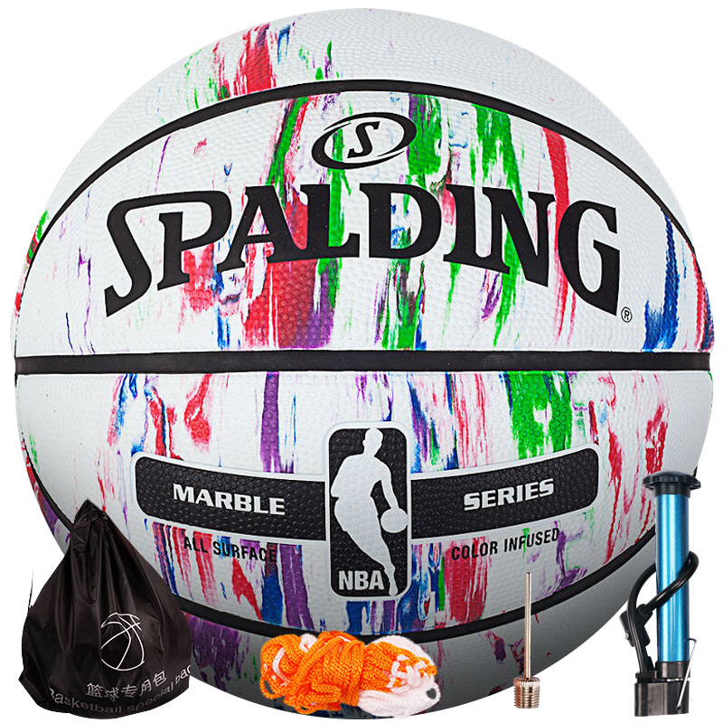 斯伯丁SPALDING篮球室外篮球橡胶材质83-636大理石彩色印花系列7号标准篮球