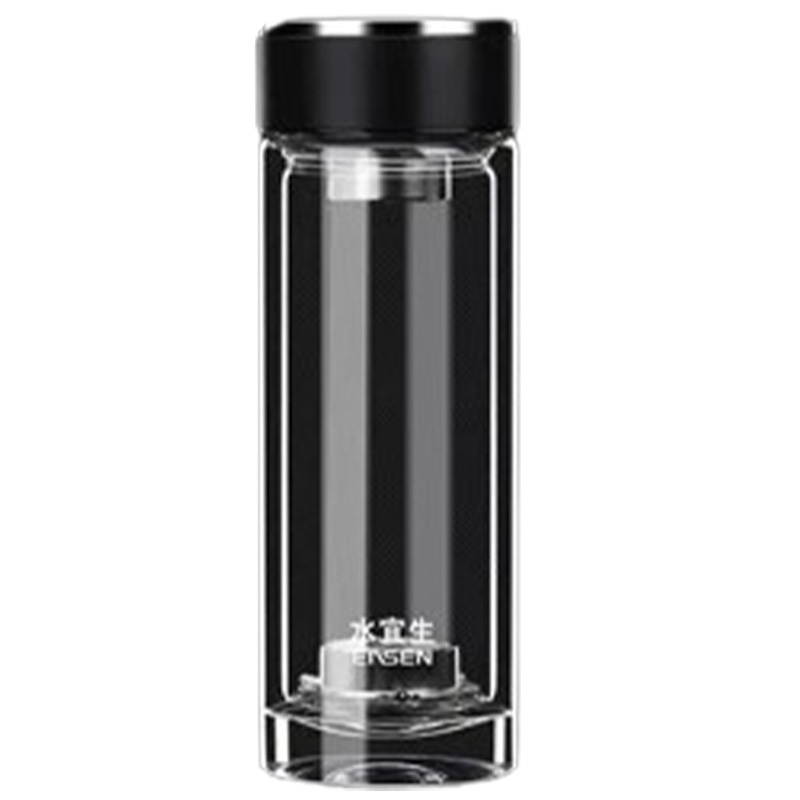 水宜生玻璃杯380ml速开杯盖不漏水密封弱碱水杯G619