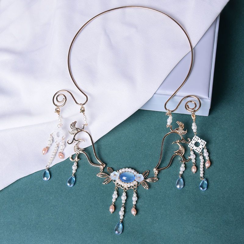 轻雨a款璎珞项圈明制配饰项坠饰品少女古风项链流苏吊坠景泰蓝汉服